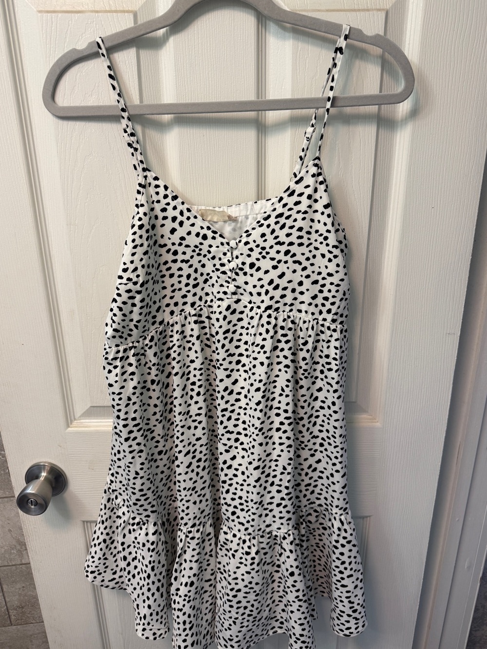 Altar’d State Dalmatian Print Tiered Mini Dress Size M Adjustable Straps
